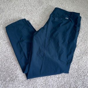 Vineyard Vines Breaker Pant Mens Size 38x32 Navy Blue Straight Leg Flat Front